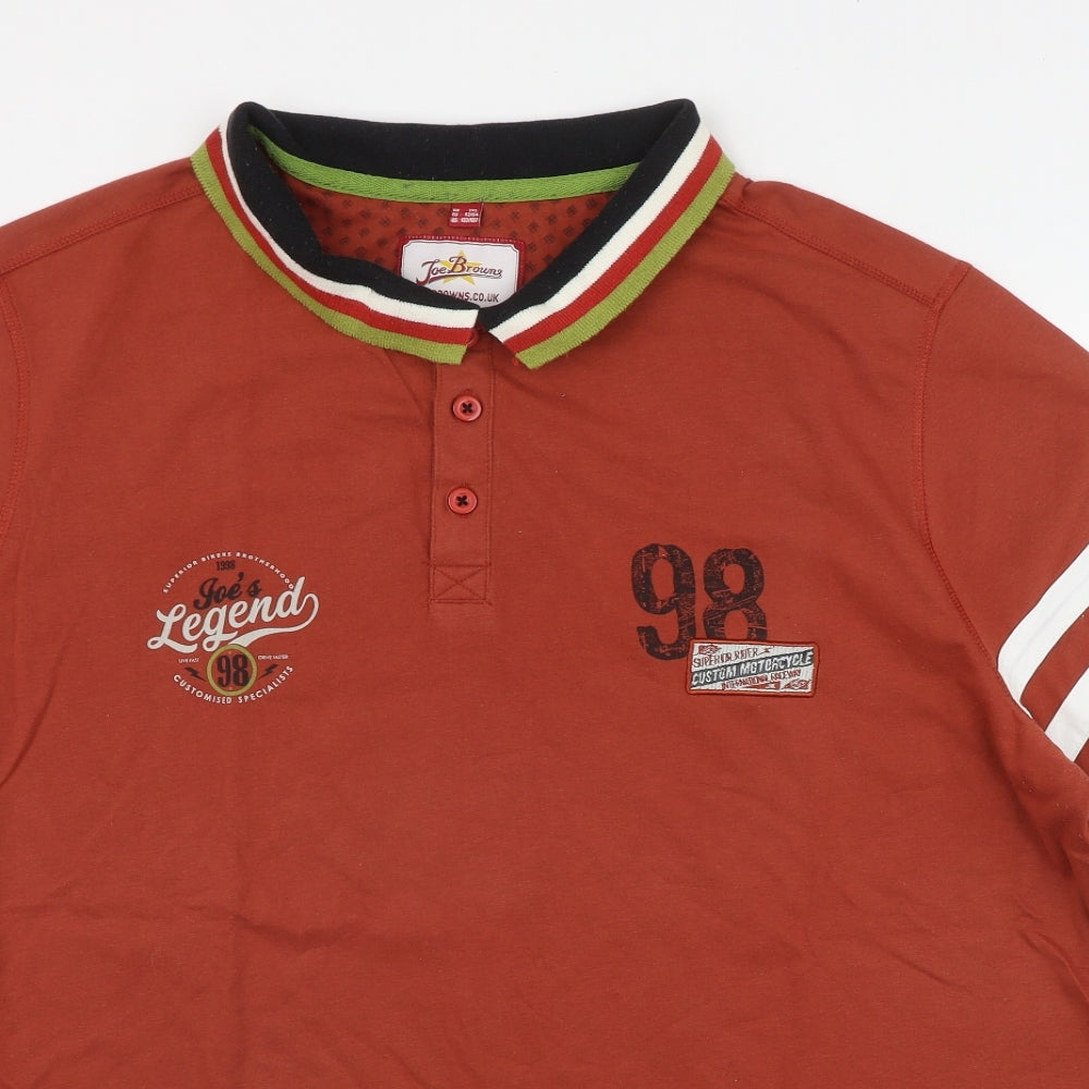 Joe Browns Mens Brown  Cotton  Polo Size 2XL Collared Button