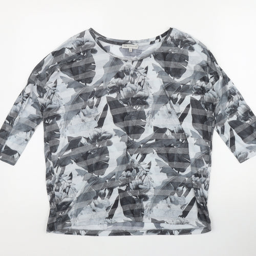 NEXT Womens Grey Geometric Polyester Basic T-Shirt Size 10 Round Neck