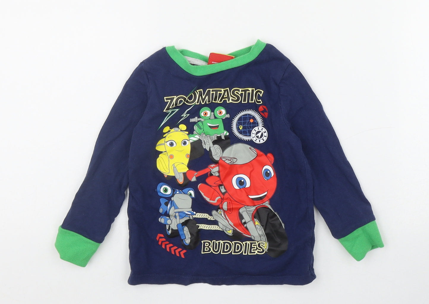 TU Boys Blue  Cotton Basic T-Shirt Size 2-3 Years Round Neck Pullover - 'Zoomtastic'