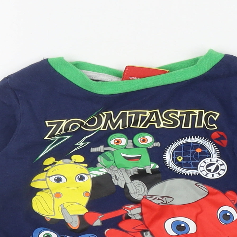 TU Boys Blue  Cotton Basic T-Shirt Size 2-3 Years Round Neck Pullover - 'Zoomtastic'