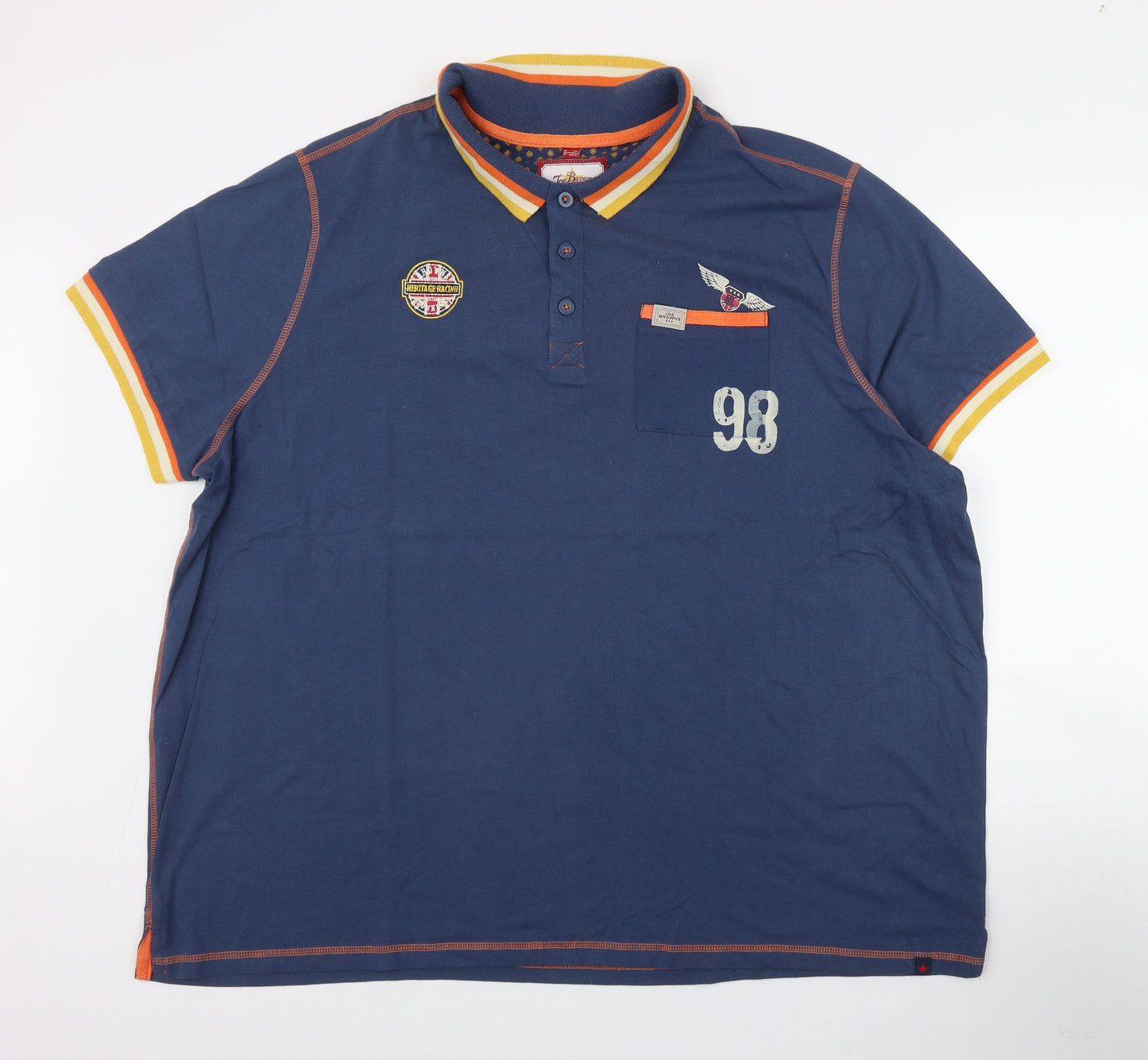Joe Browns Mens Blue  Cotton  Polo Size 2XL Collared Button