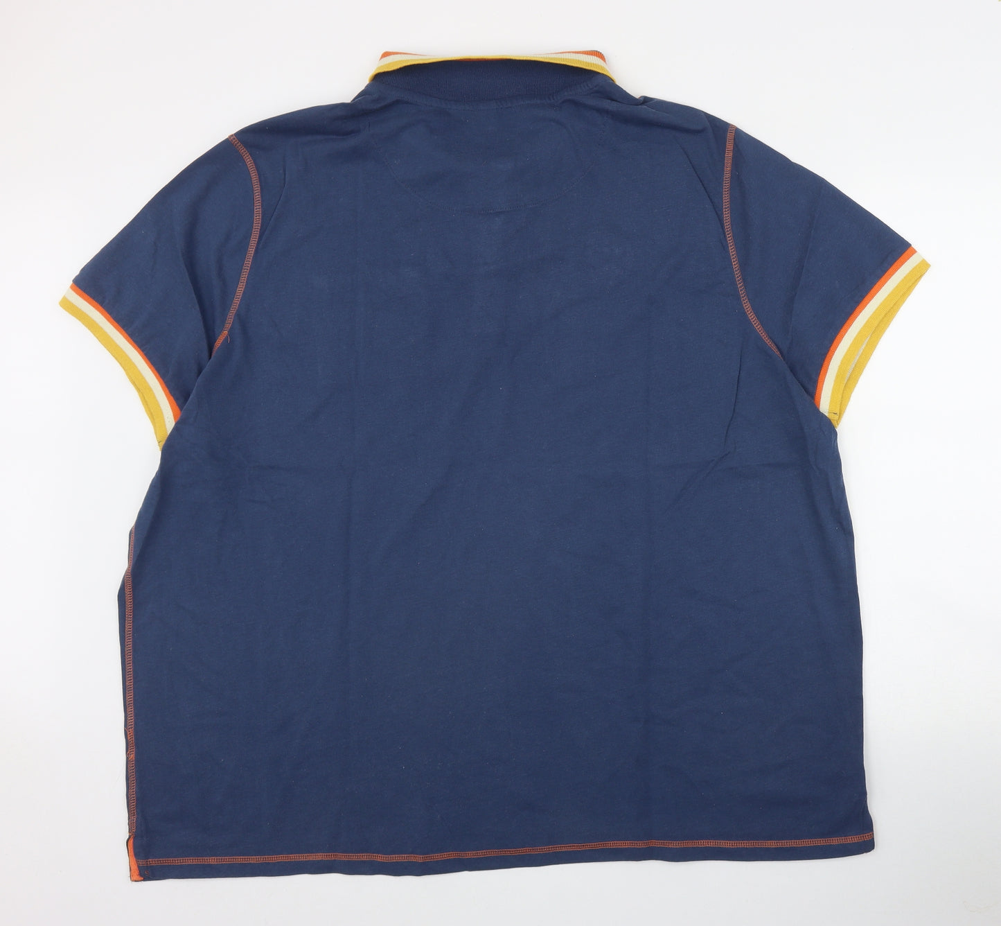 Joe Browns Mens Blue  Cotton  Polo Size 2XL Collared Button