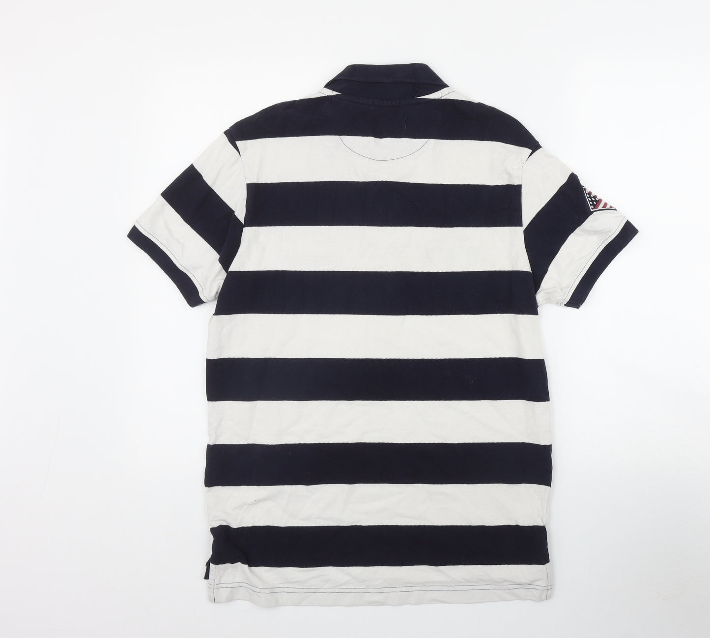 SoulCal&Co Mens Black Striped Cotton  Polo Size M Collared Button