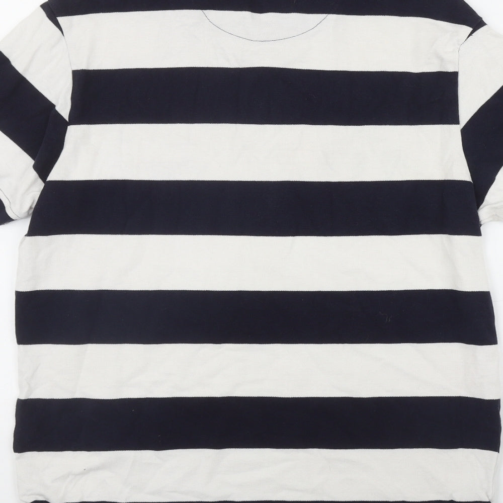 SoulCal&Co Mens Black Striped Cotton  Polo Size M Collared Button