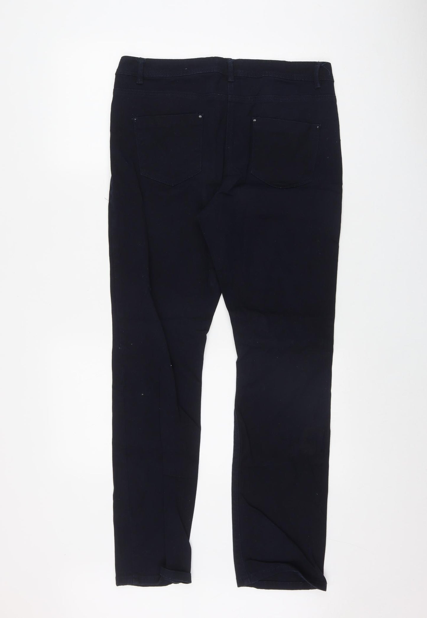 M&Co Womens Blue  Cotton Skinny Jeans Size 14 L30 in Regular Zip
