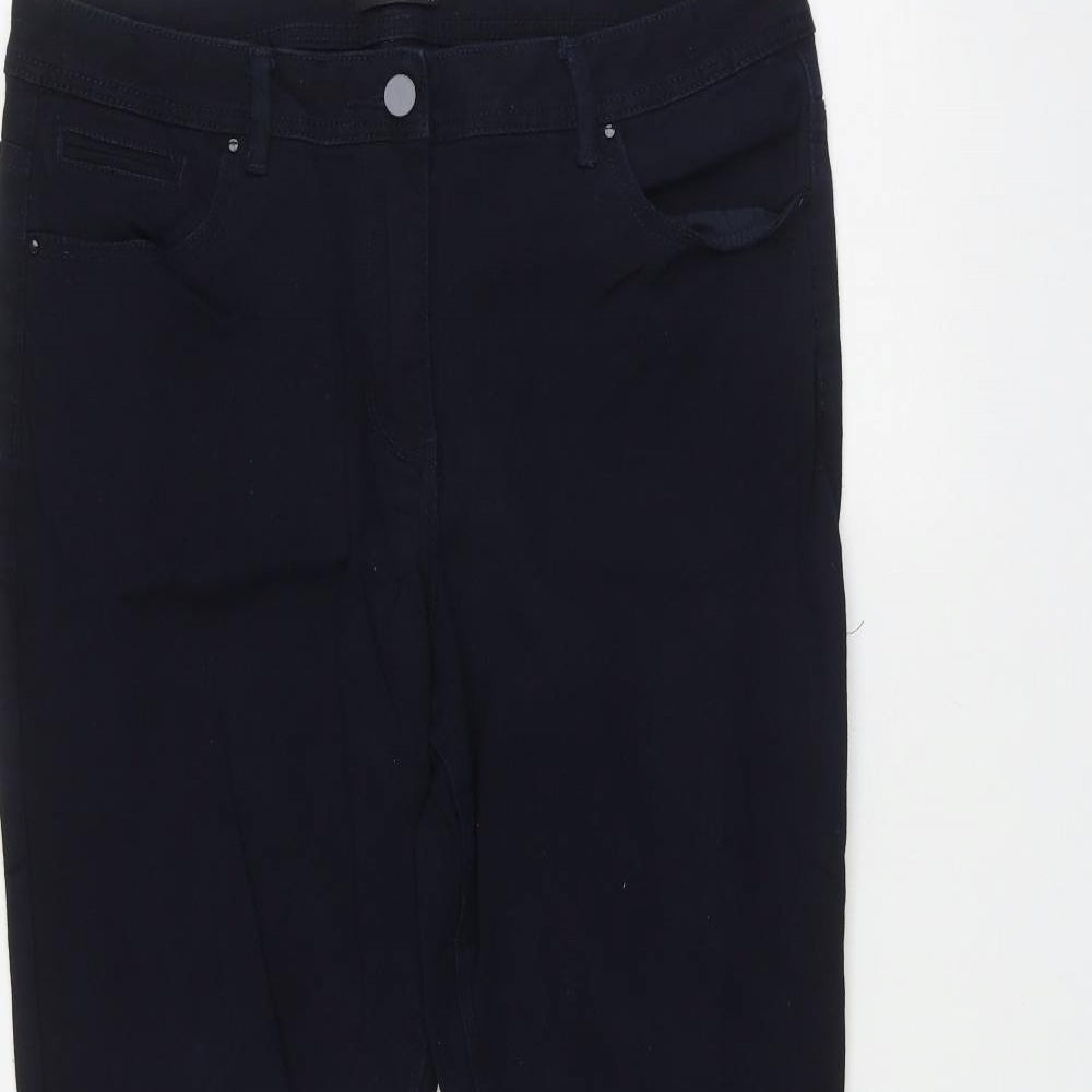 M&Co Womens Blue  Cotton Skinny Jeans Size 14 L30 in Regular Zip