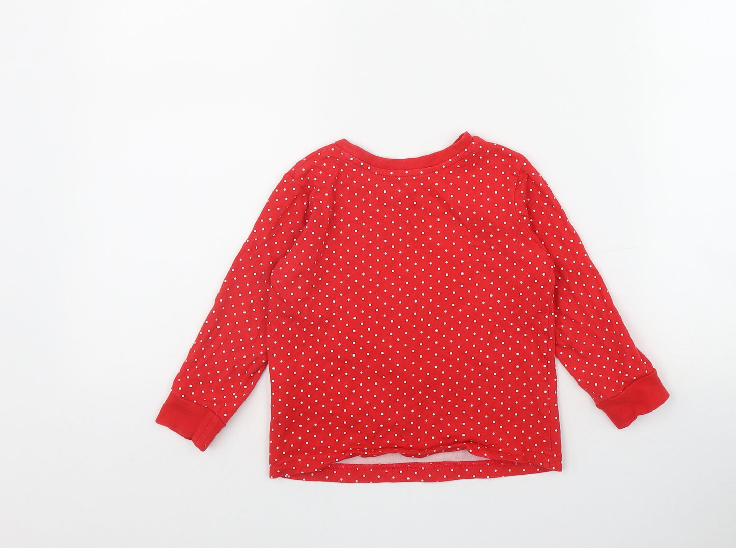 Matalan Girls Red Polka Dot Cotton Basic T-Shirt Size 3-4 Years Round Neck Pullover - Unicorn