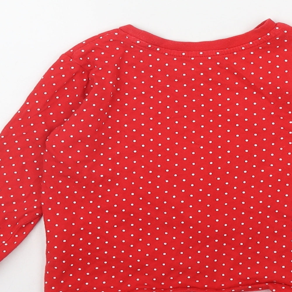 Matalan Girls Red Polka Dot Cotton Basic T-Shirt Size 3-4 Years Round Neck Pullover - Unicorn