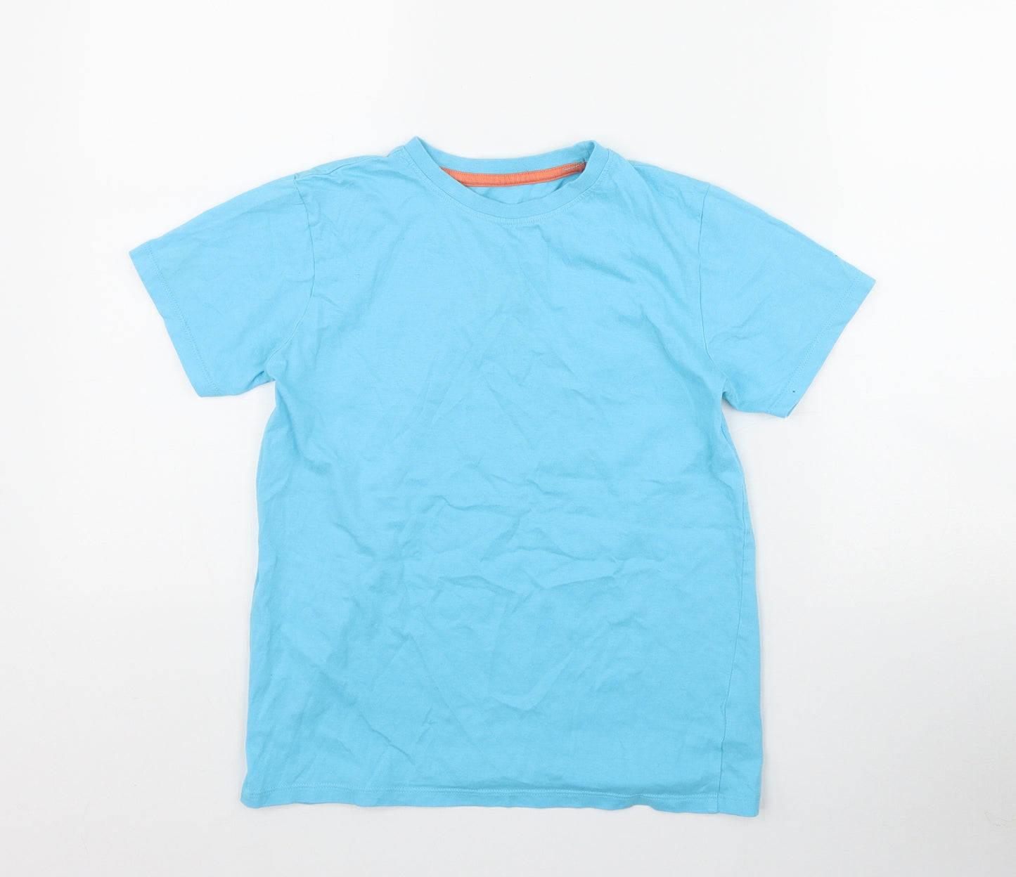 Dunnes Stores Boys Blue  Cotton Basic T-Shirt Size 10 Years Round Neck Pullover