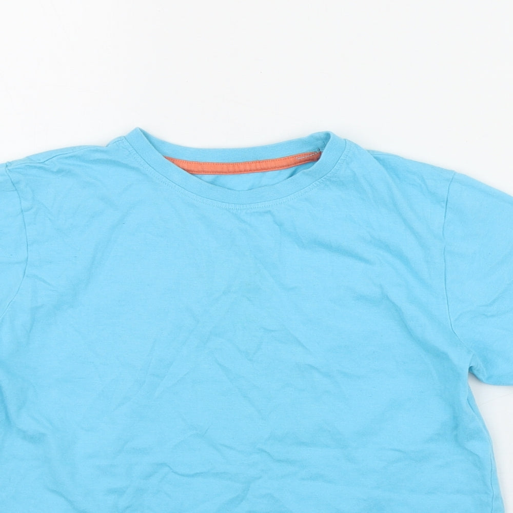 Dunnes Stores Boys Blue  Cotton Basic T-Shirt Size 10 Years Round Neck Pullover