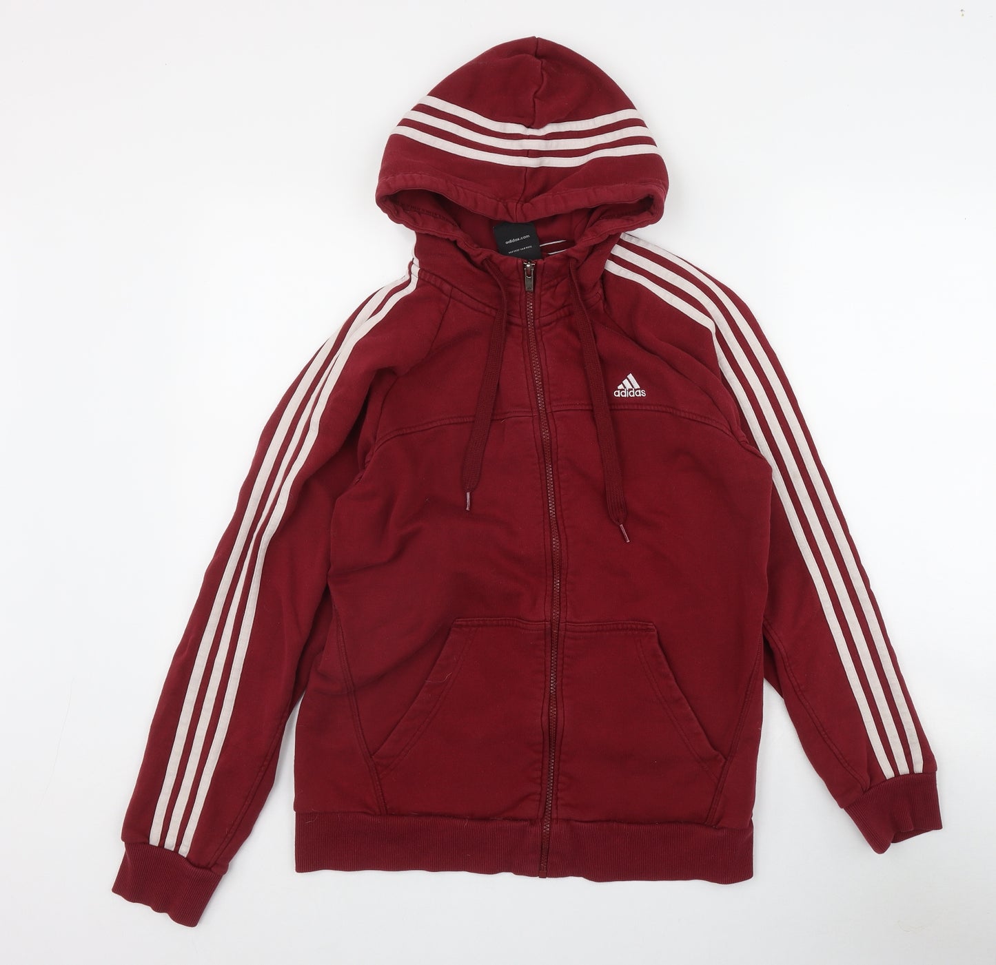 adidas Mens Red  Cotton Full Zip Hoodie Size M