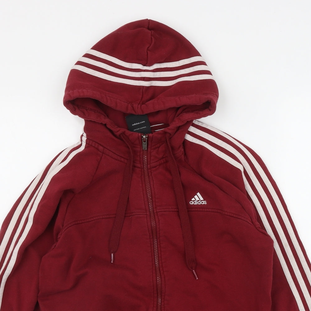 adidas Mens Red  Cotton Full Zip Hoodie Size M