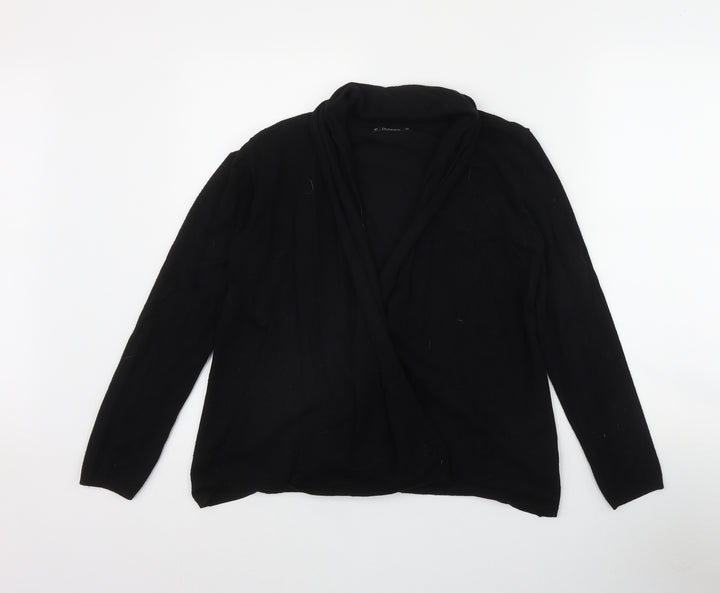 Dunnes Stores Womens Black V-Neck Viscose Cardigan Jumper Size M
