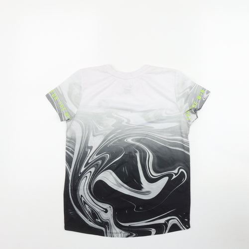 Primark Boys Grey  Polyester Basic T-Shirt Size 9-10 Years Round Neck Pullover - Marble print XBOX