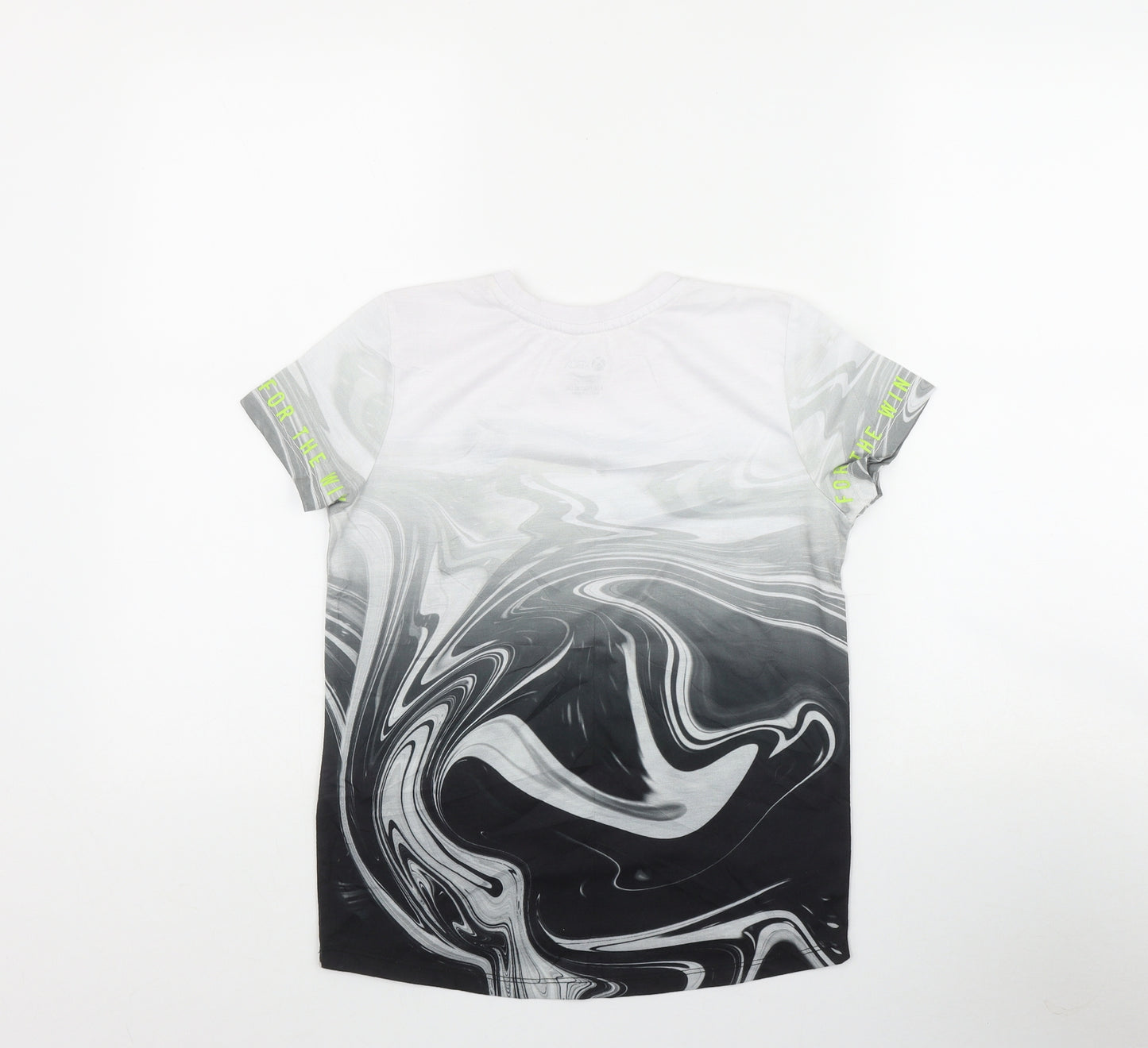 Primark Boys Grey  Polyester Basic T-Shirt Size 9-10 Years Round Neck Pullover - Marble print XBOX