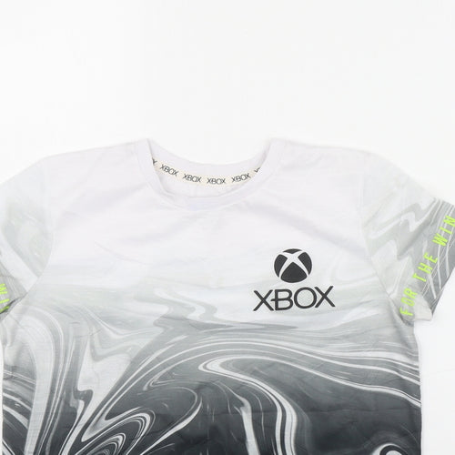 Primark Boys Grey  Polyester Basic T-Shirt Size 9-10 Years Round Neck Pullover - Marble print XBOX
