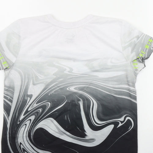 Primark Boys Grey  Polyester Basic T-Shirt Size 9-10 Years Round Neck Pullover - Marble print XBOX