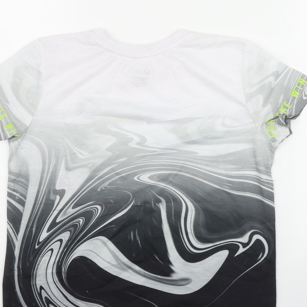 Primark Boys Grey  Polyester Basic T-Shirt Size 9-10 Years Round Neck Pullover - Marble print XBOX