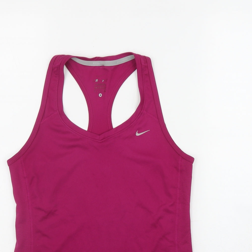 Nike Womens Pink  Polyester Basic Tank Size S Scoop Neck Pullover