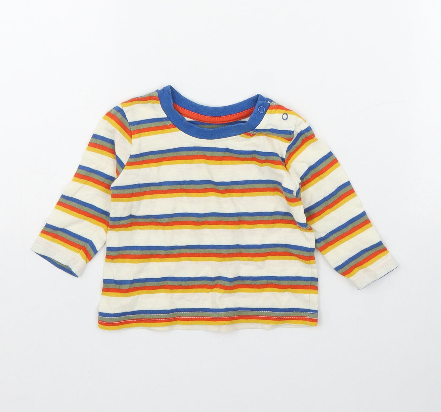 Primark Baby Multicoloured Striped Polyester Basic T-Shirt Size 3-6 Months Round Neck Snap