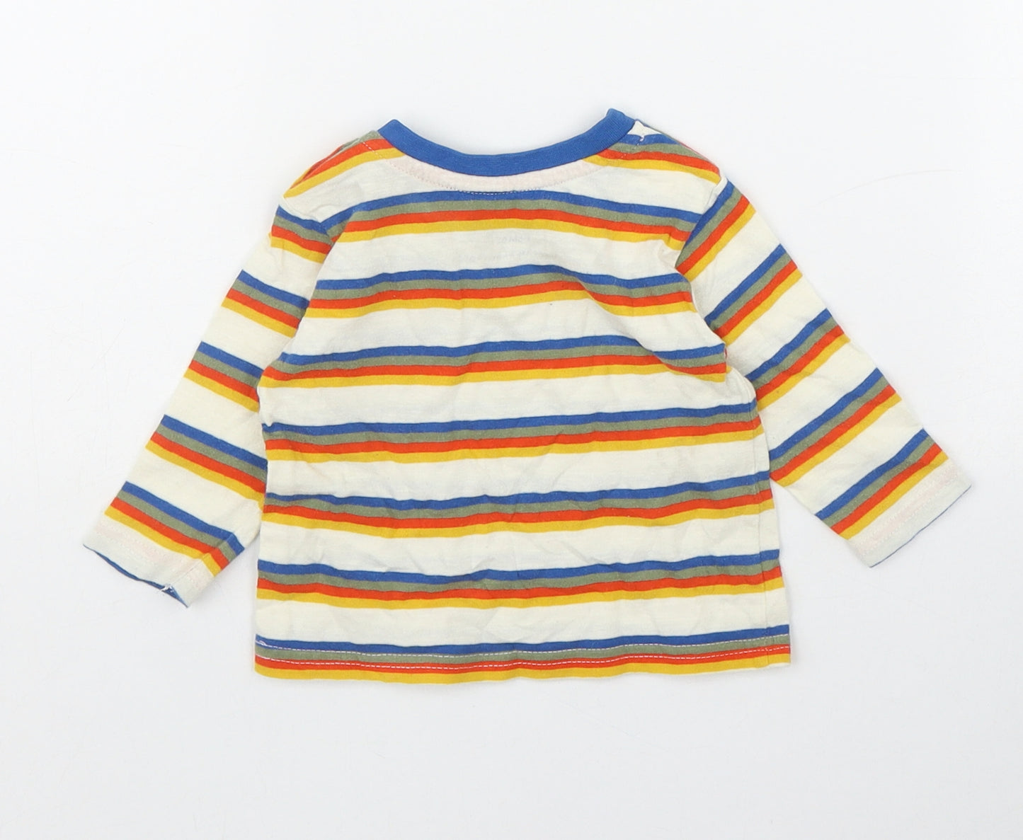 Primark Baby Multicoloured Striped Polyester Basic T-Shirt Size 3-6 Months Round Neck Snap