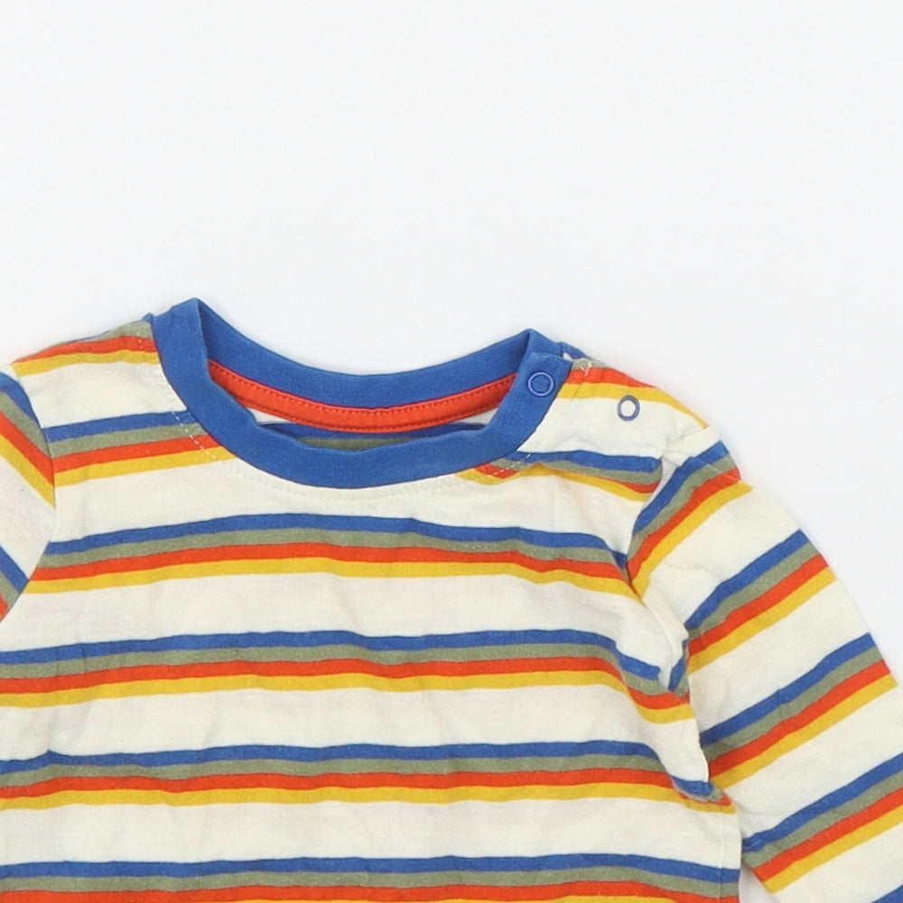 Primark Baby Multicoloured Striped Polyester Basic T-Shirt Size 3-6 Months Round Neck Snap