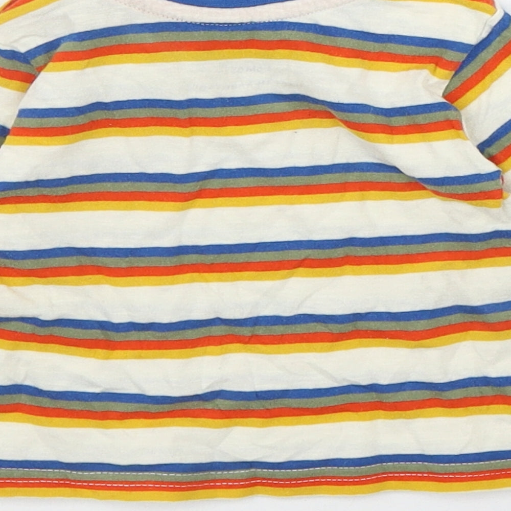 Primark Baby Multicoloured Striped Polyester Basic T-Shirt Size 3-6 Months Round Neck Snap
