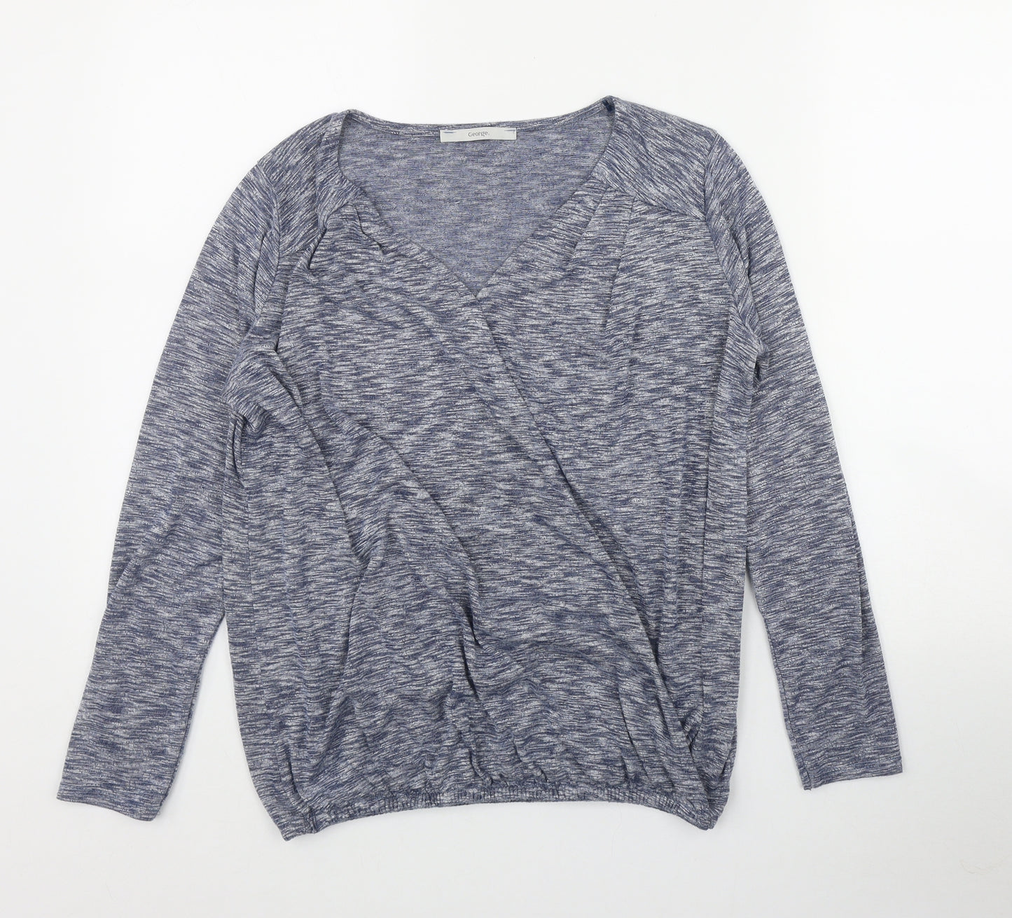 George Womens Blue  Polyester Basic T-Shirt Size 10 V-Neck