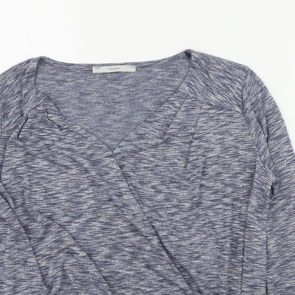 George Womens Blue  Polyester Basic T-Shirt Size 10 V-Neck