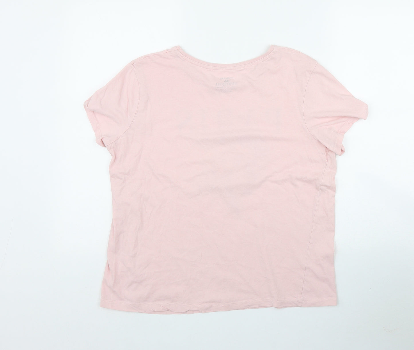 Primark Womens Pink  Cotton Basic T-Shirt Size 12 Round Neck - Paris