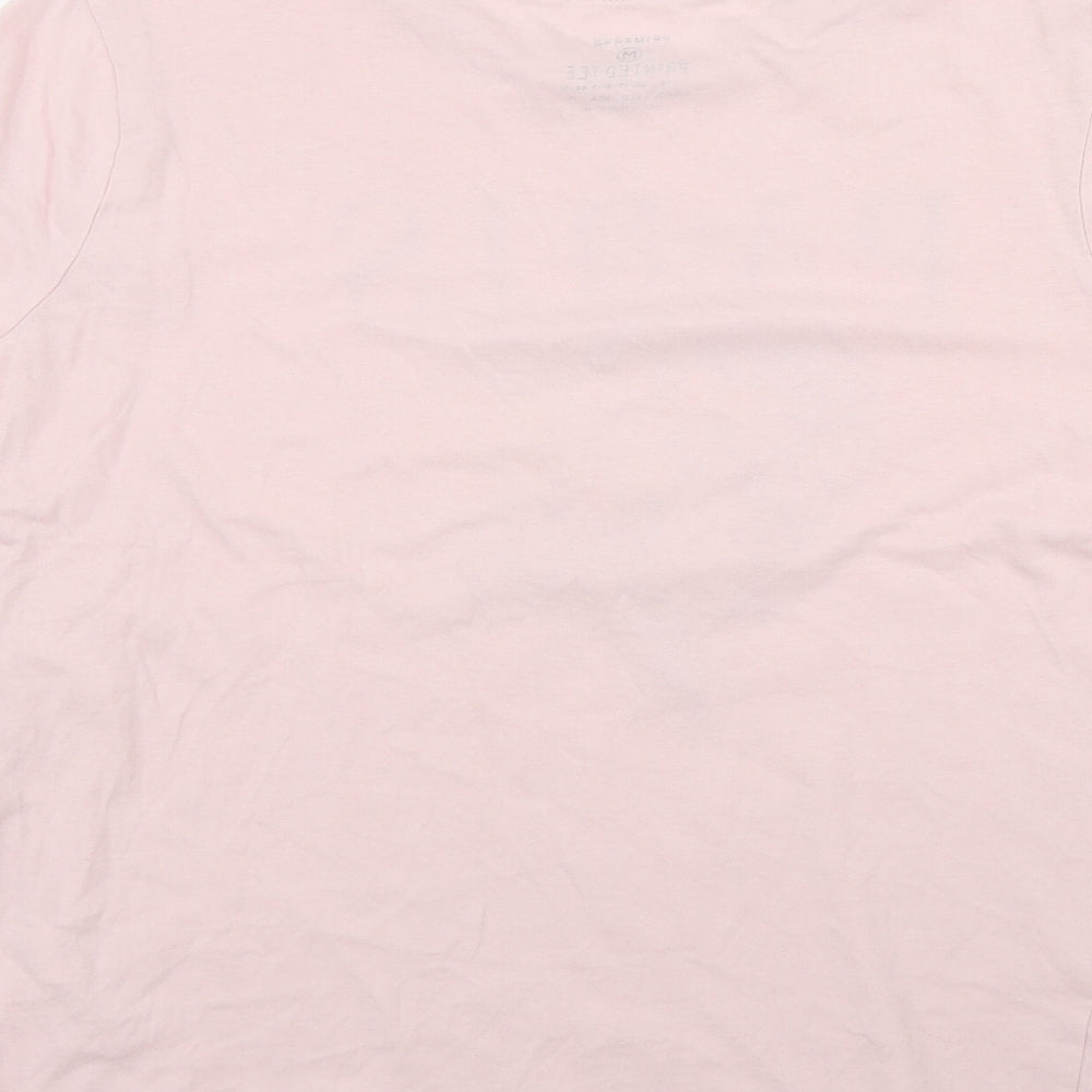Primark Womens Pink  Cotton Basic T-Shirt Size 12 Round Neck - Paris