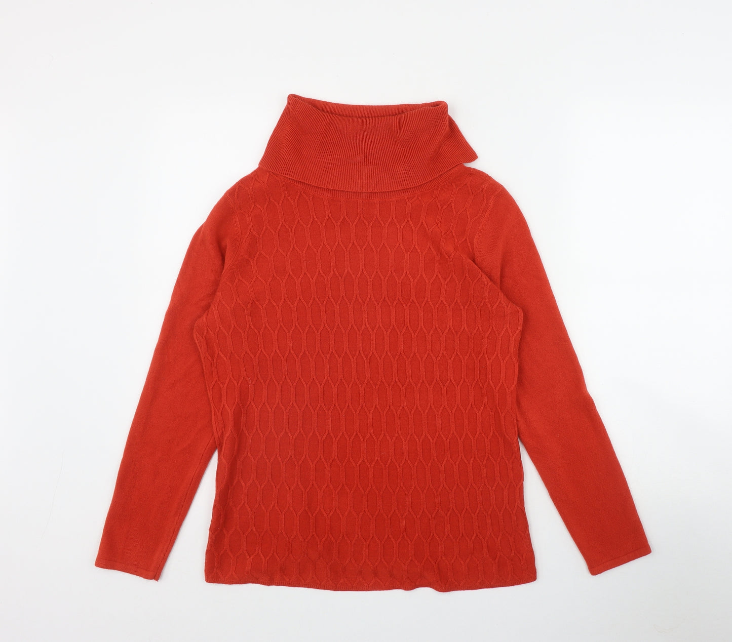 Bonmarché Womens Red Roll Neck  Acrylic Pullover Jumper Size 12