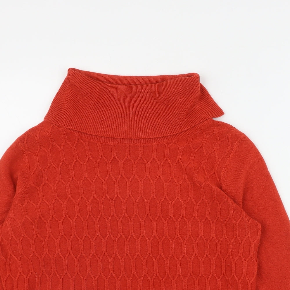 Bonmarché Womens Red Roll Neck  Acrylic Pullover Jumper Size 12