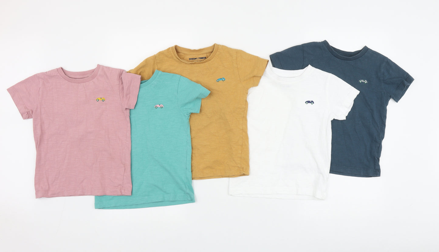 NEXT Boys Multicoloured  Cotton Basic T-Shirt Size 2-3 Years Round Neck Pullover - Embroidered car