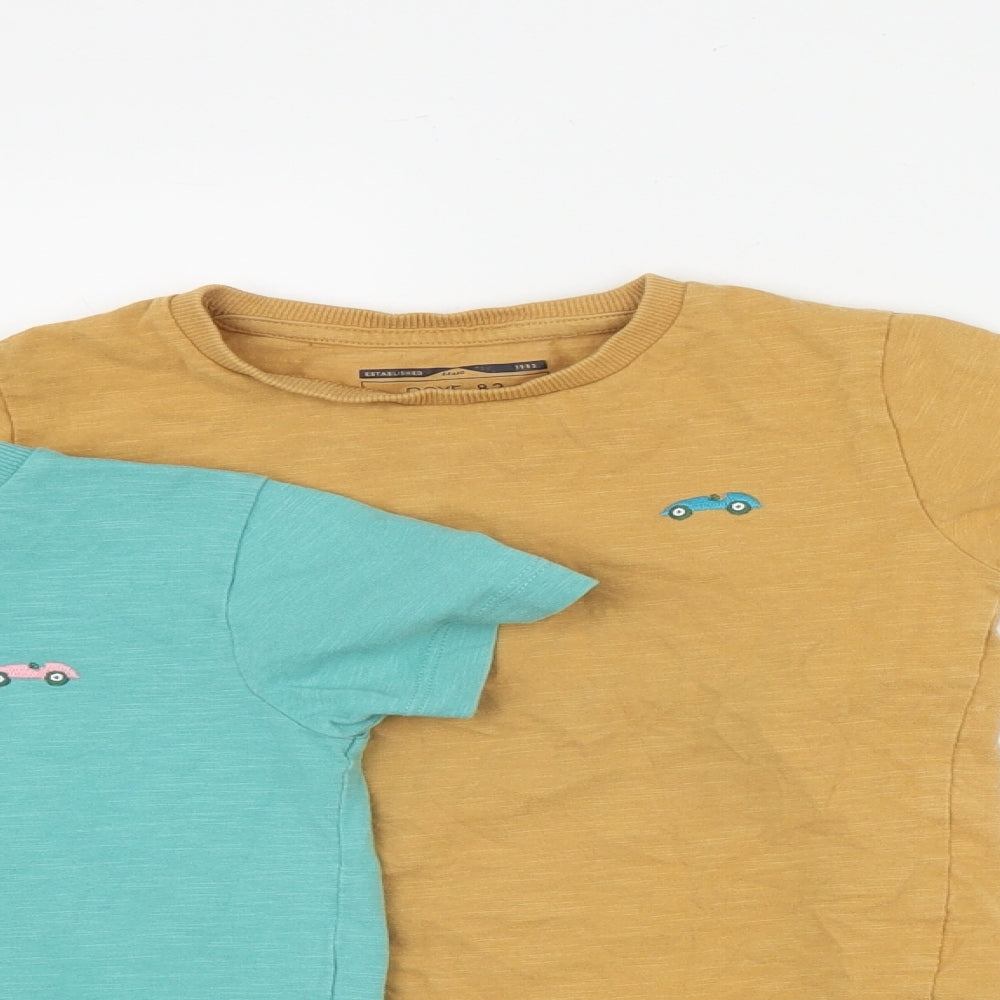 NEXT Boys Multicoloured  Cotton Basic T-Shirt Size 2-3 Years Round Neck Pullover - Embroidered car