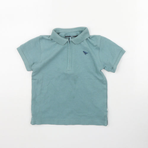 NEXT Boys Blue  Cotton Basic Polo Size 3-6 Months Collared Zip