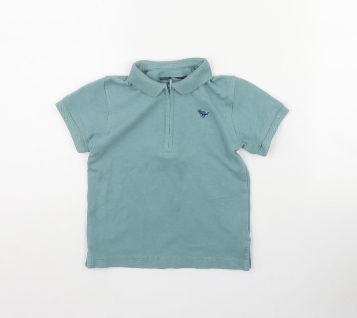 NEXT Boys Blue Cotton Basic Polo Size 3-6 Months Collared Zip