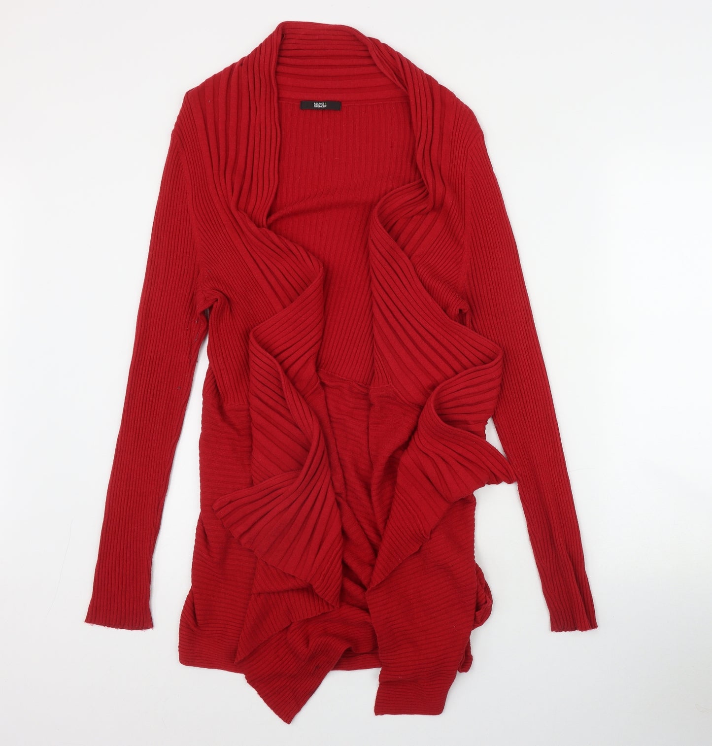 Marks and Spencer Womens Red V-Neck  Polyamide Cardigan Jumper Size 18