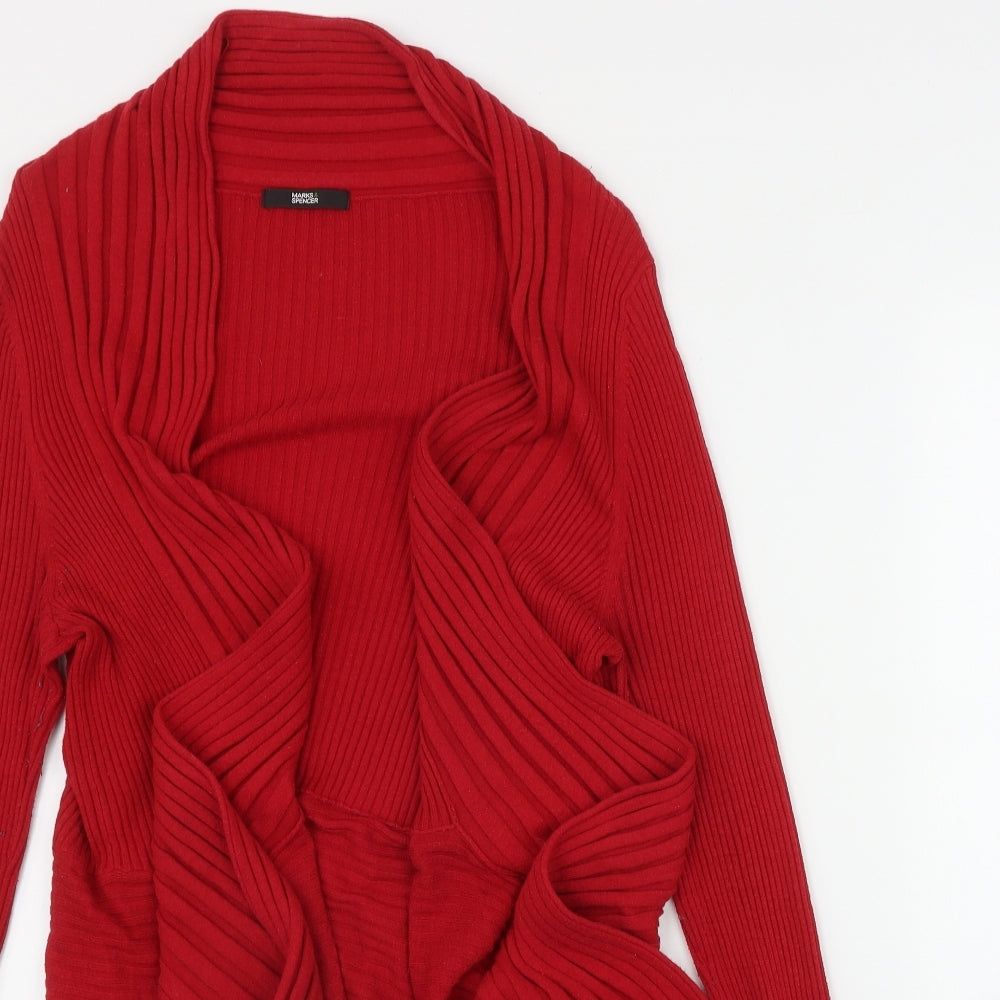 Marks and Spencer Womens Red V-Neck  Polyamide Cardigan Jumper Size 18