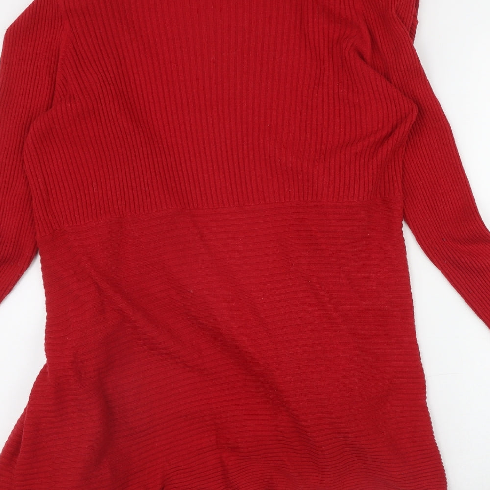Marks and Spencer Womens Red V-Neck  Polyamide Cardigan Jumper Size 18