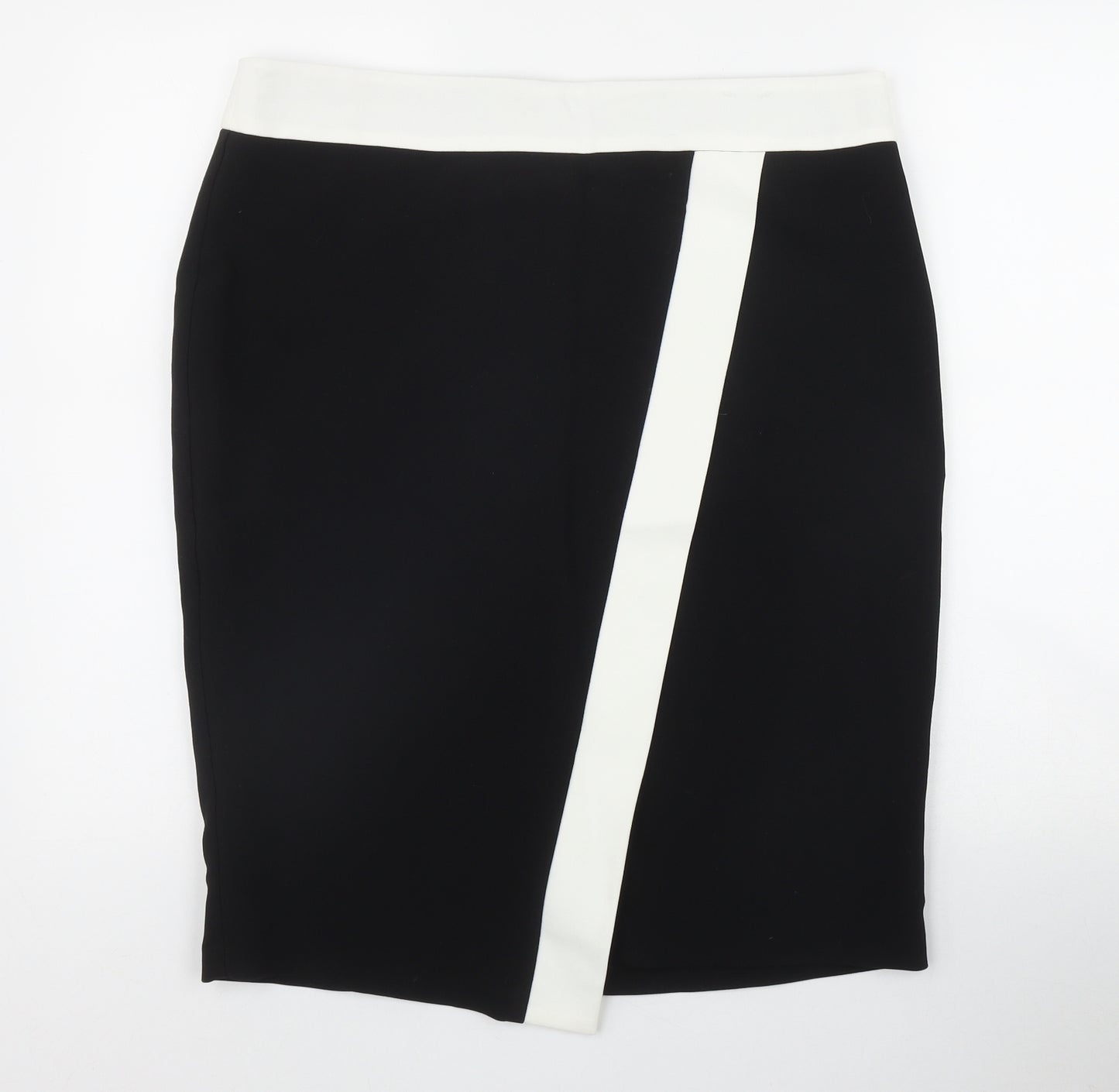 F&F Womens Black  Polyester Straight & Pencil Skirt Size 16   Zip