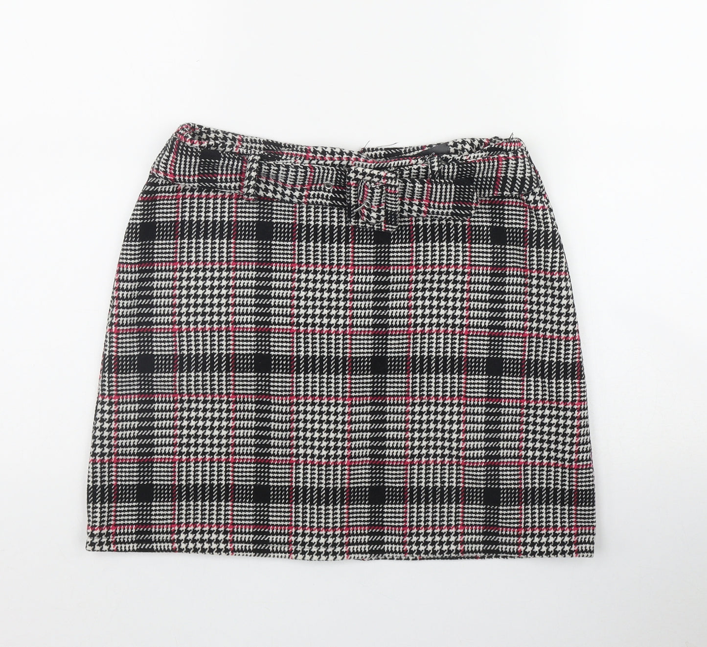 Primark Womens Grey Plaid Polyester A-Line Skirt Size 10   Zip