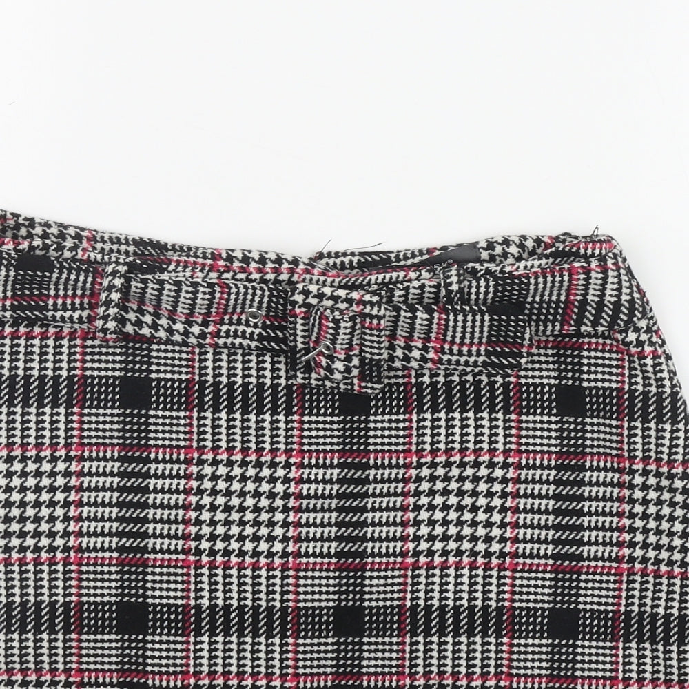 Primark Womens Grey Plaid Polyester A-Line Skirt Size 10   Zip