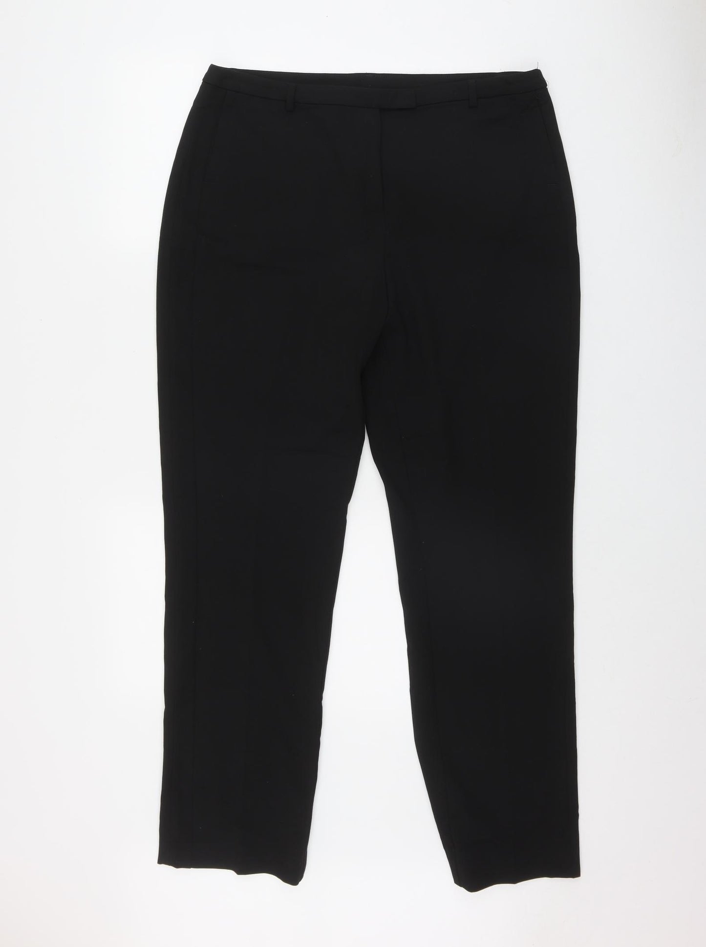 TU Womens Black  Polyester Trousers  Size 16 L30 in Regular Zip