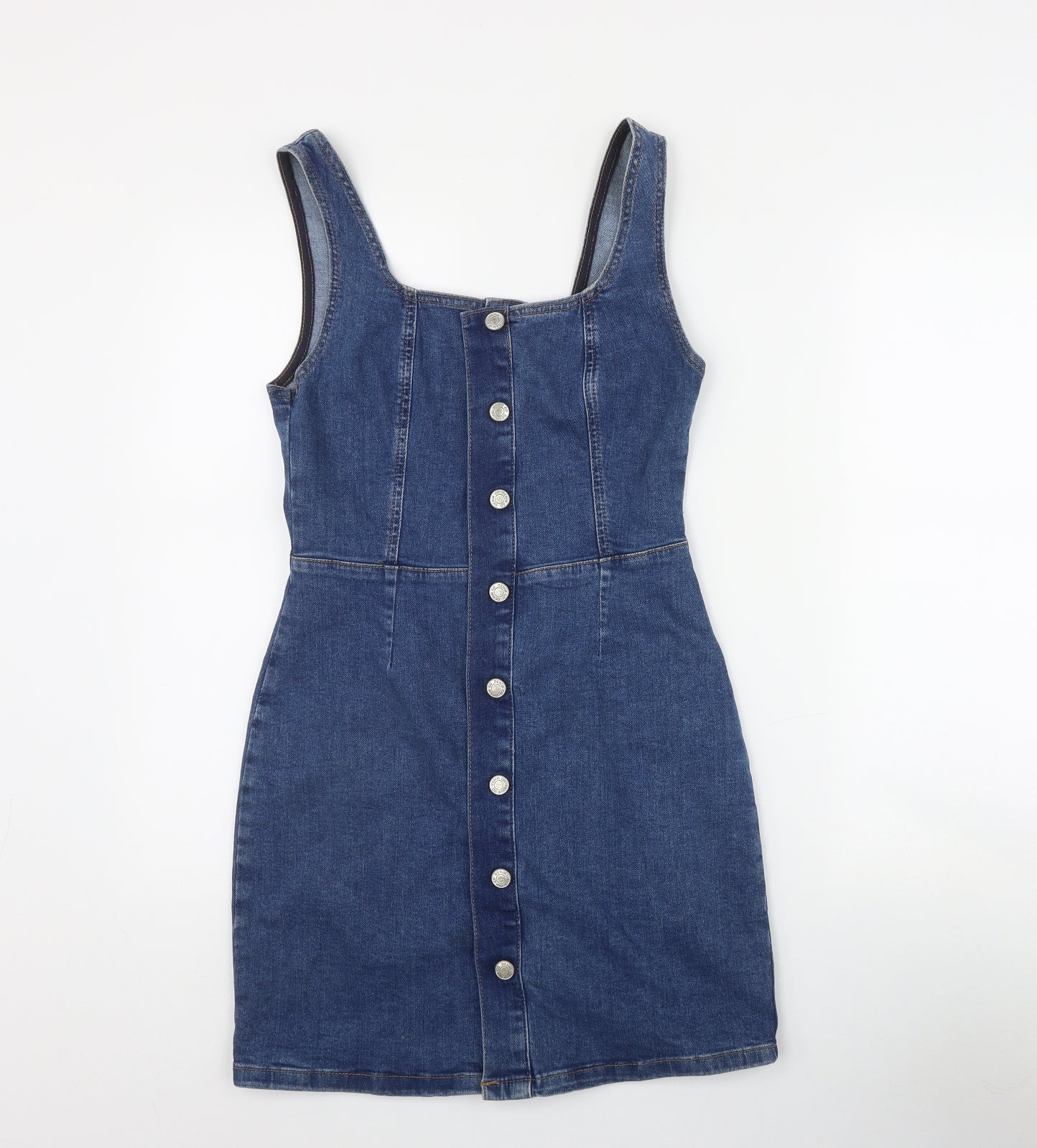 Denim & Co Womens Black  Cotton A-Line  Size 10  Scoop Neck Button