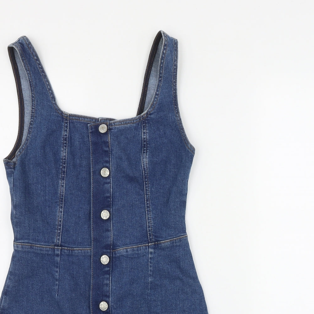 Denim & Co Womens Black  Cotton A-Line  Size 10  Scoop Neck Button