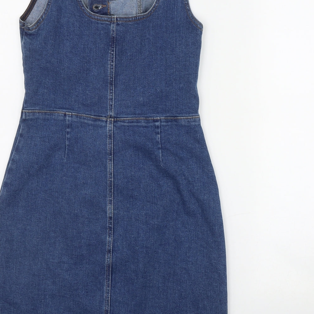 Denim & Co Womens Black  Cotton A-Line  Size 10  Scoop Neck Button
