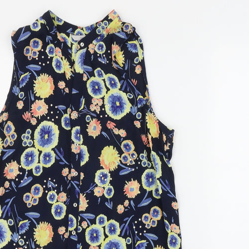 Georgee Womens Black Floral Viscose Basic Blouse Size 16 V-Neck
