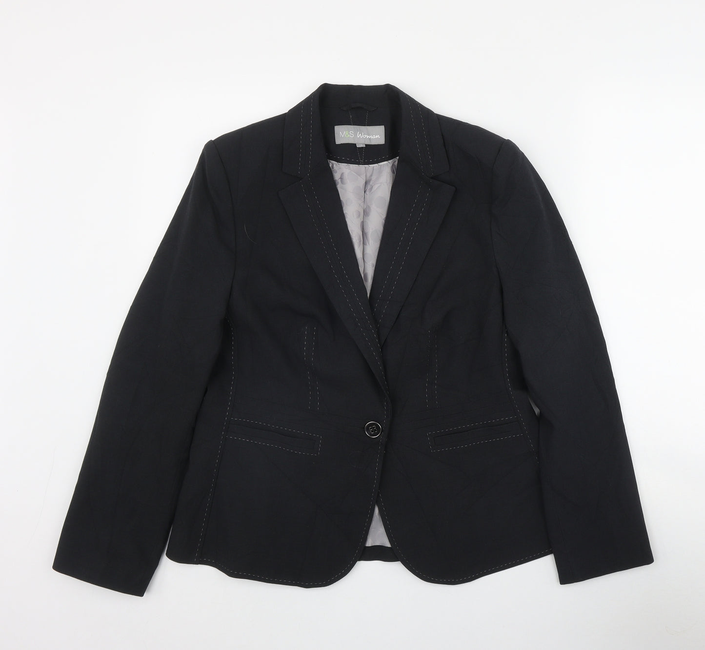 Marks and Spencer Womens Grey   Jacket Blazer Size 14  Button