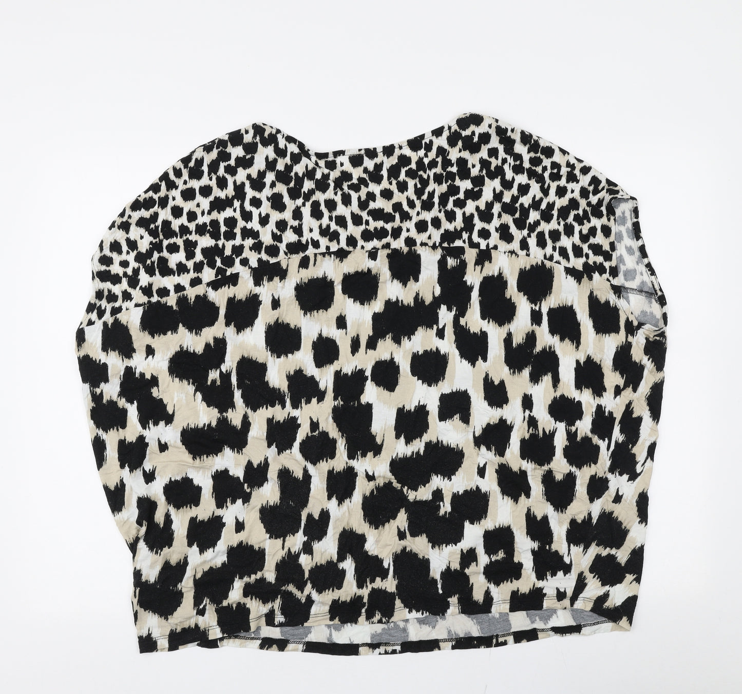 F&F Womens Beige Animal Print Viscose Jersey T-Shirt Size 20 Round Neck